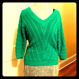 Deep Green V-Neck Chunky Sweater